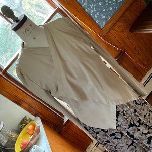 Halogen leather and knit drape moto wrap cardi jacket M